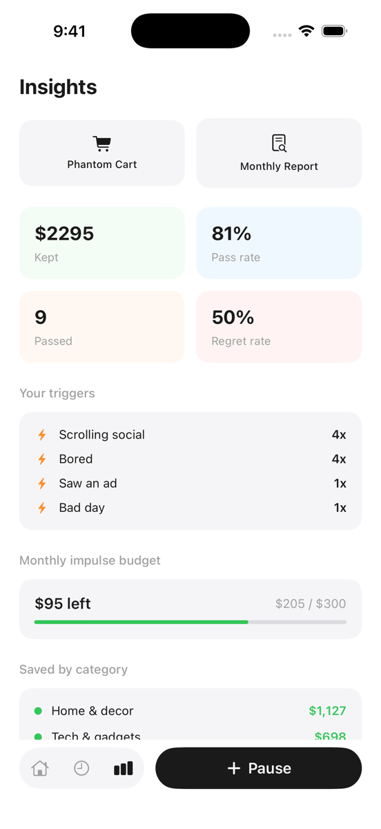 Insights and savings stats
